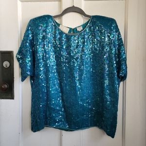 VINTAGE Sequined HB Honeybee Silk Blouse